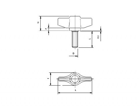 Flügelschraube GPX - Technische Zeichnung | Kuala Kunststofftechnik GmbH
